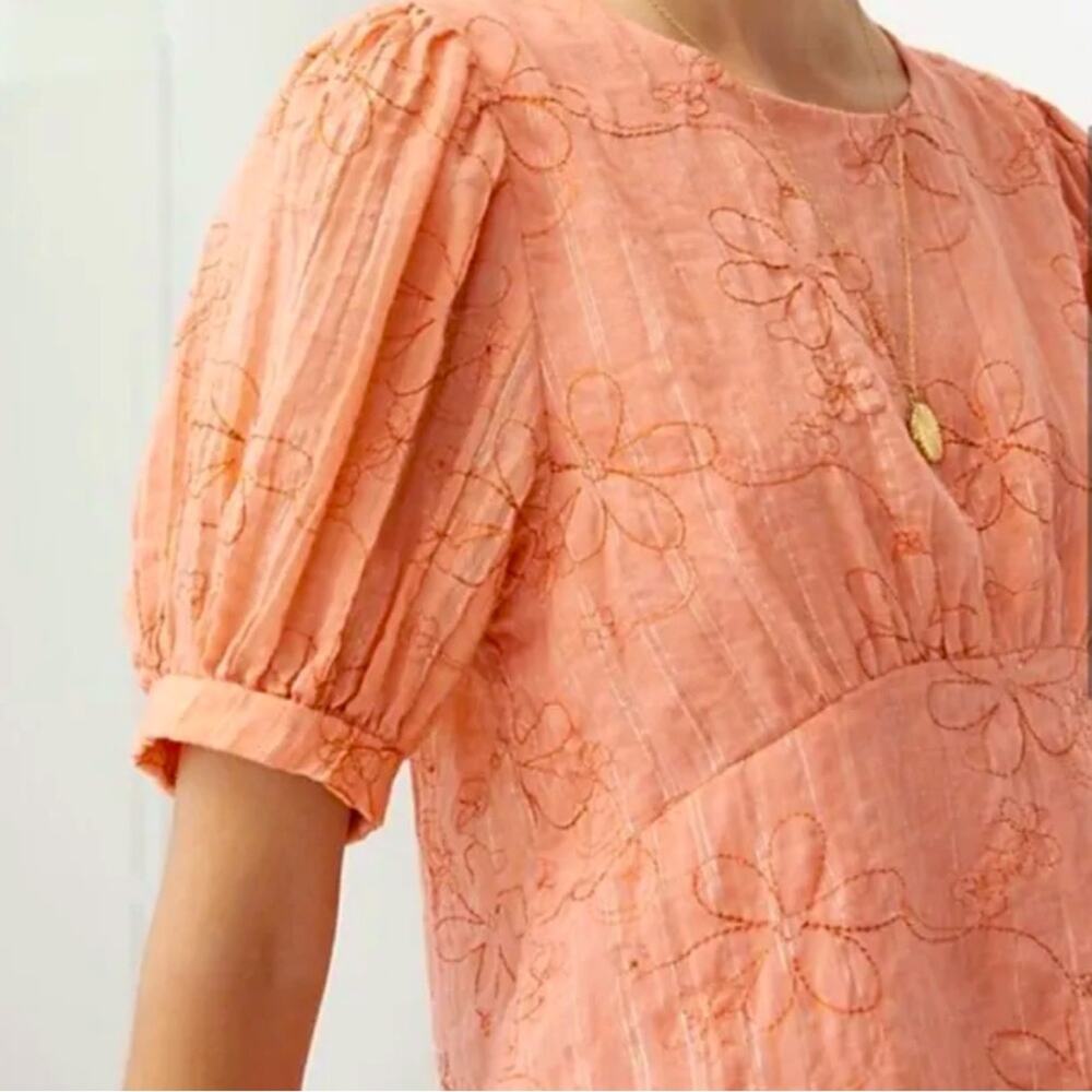 Anthropologie Amadi Neka Embroidered floral blouse Size M orange - Picture 2 of 8